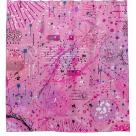 Roze Maximalistische Abstract: Frambozen Sundae Douchegordijn