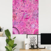 Roze Maximalistische Abstract: Frambozen Sundae Poster (Thuiskantoor)