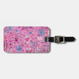 Roze maximalistische abstracte kunst  bagagelabel