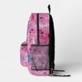 Roze Maximalistische Abstracte Kunst Bedrukte Rugzak (Rechts)