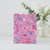 Roze Maximalistische Abstracte Kunst Briefkaart (Staand voorkant)