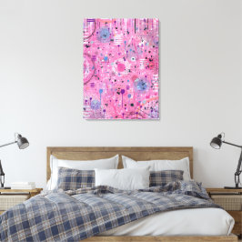 Roze Maximalistische Abstracte Kunst Canvas Afdruk