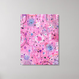 Roze Maximalistische Abstracte Kunst Canvas Afdruk
