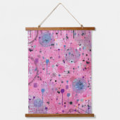 Roze Maximalistische Abstracte Kunst Hangend Wandkleed (Voorkant)
