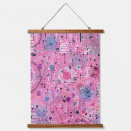 Roze Maximalistische Abstracte Kunst Hangend Wandkleed