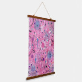 Roze Maximalistische Abstracte Kunst Hangend Wandkleed (Gebogen)