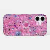 Roze Maximalistische Abstracte Kunst iPhone 16 Hoesje (Achterkant horizontaal)