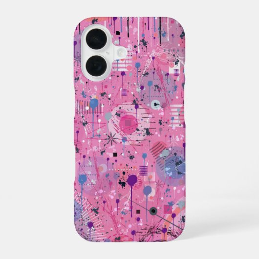 Roze Maximalistische Abstracte Kunst iPhone 16 Hoesje (Achterkant)