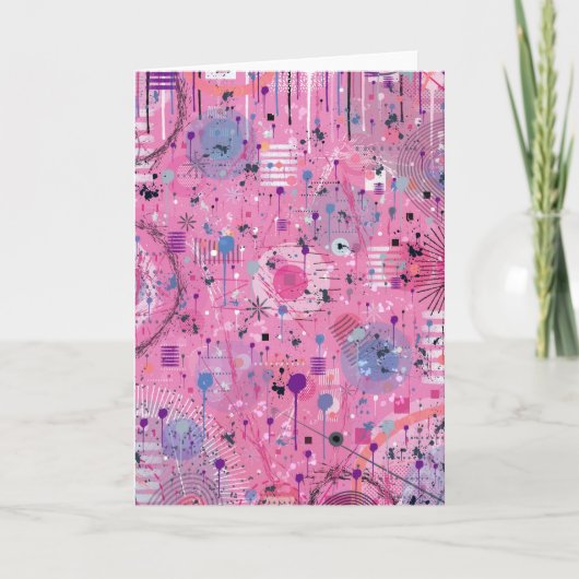 Roze Maximalistische Abstracte Kunst  Kaart (Voorkant)