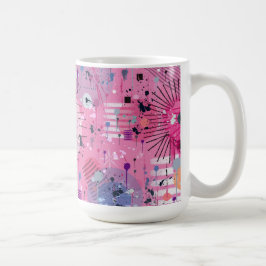 Roze Maximalistische Abstracte Kunst Koffiemok
