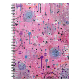 Roze Maximalistische Abstracte Kunst  Notitieboek