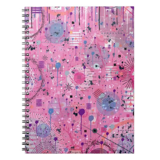 Roze Maximalistische Abstracte Kunst  Notitieboek (Voorkant)