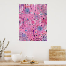Roze Maximalistische Abstracte Kunst