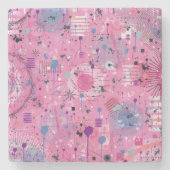 Roze Maximalistische Abstracte Kunst Stenen Onderzetter (Voorkant)
