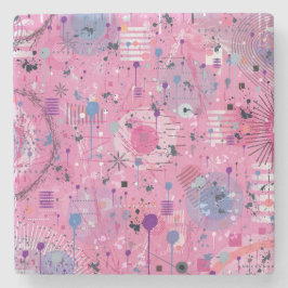 Roze Maximalistische Abstracte Kunst  Stenen Onderzetter