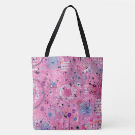 Roze Maximalistische Abstracte Kunst  Tote Bag
