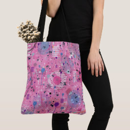 Roze Maximalistische Abstracte Kunst Tote Bag