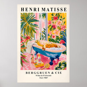 Roze maximalistische decoratie, Zeehond in badkuip Poster