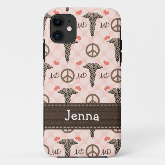 Roze MD Dokter Caduceus Case-Mate iPhone Case (Achterkant)