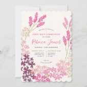 Roze Meadow First Heilige Communie Kaart (Voorkant)