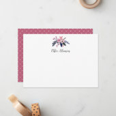 Roze Meadow Gepersonaliseerde briefpapier Platte K Notitiekaartje (Voorkant / Achterkant in situ)