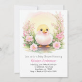 Roze Meadow Whimsy Duckling Meisje Baby shower Kaart (Voorkant)