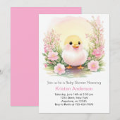 Roze Meadow Whimsy Duckling Meisje Baby shower Kaart (Voorkant / Achterkant)