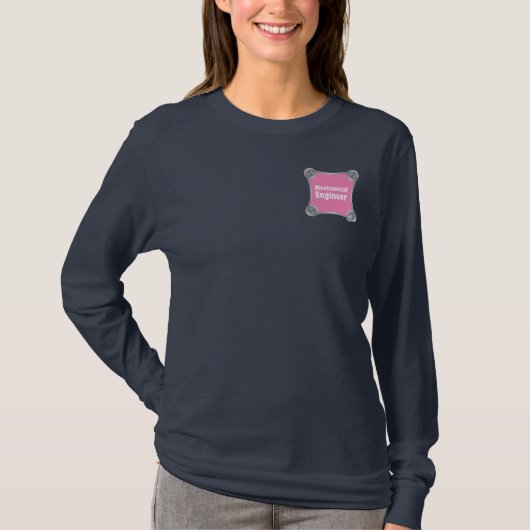 Roze Mechanisch Ingenieursbevestigingsmiddel T-shirt (Voorkant)