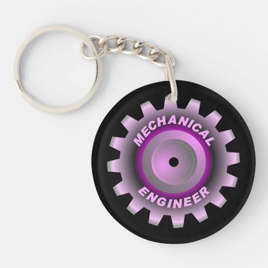 Roze Mechanisch Ingenieurstoestel Sleutelhanger (Voorkant)