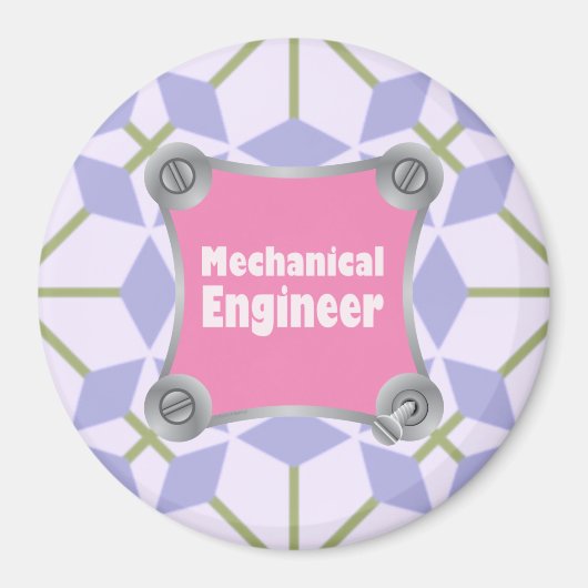 Roze Mechanische Ingenieur Magneet (Voorkant)