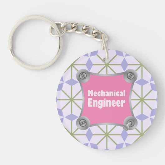Roze Mechanische Ingenieur Sleutelhanger (Voorkant)