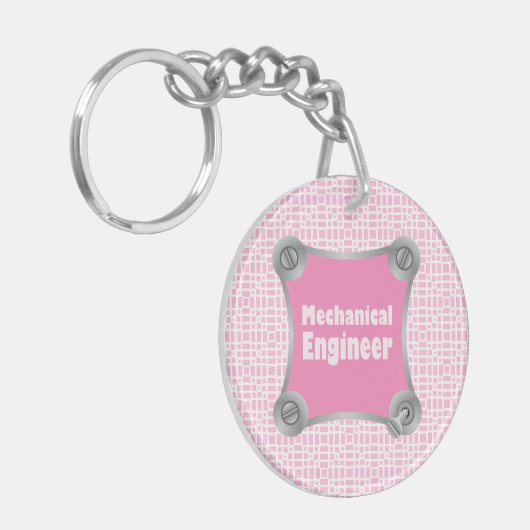 Roze Mechanische Ingenieur Sleutelhanger (Voorkant Links)