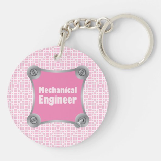 Roze Mechanische Ingenieur Sleutelhanger (Achterkant)