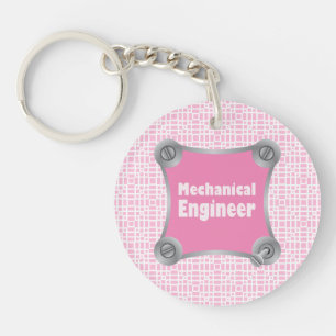 Roze Mechanische Ingenieur Sleutelhanger