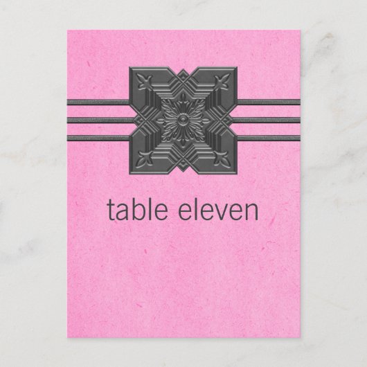 Roze Medallion Border Table Briefkaart (Voorkant)