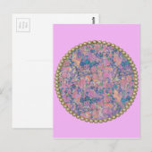 Roze medallion briefkaart (Voorkant / Achterkant)