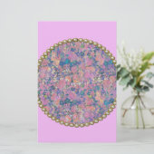 Roze medallion briefpapier (Staand voorkant)