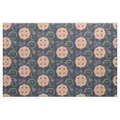 Roze Medallion op Navy Blue Stof (Yard (91,4 cm))