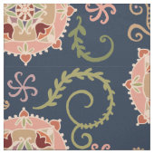 Roze Medallion op Navy Blue Stof (Swatch)