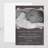 Roze mededeling van de Baby van Elegant Chalkboard Aankondiging (Voorkant / Achterkant)