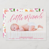 Roze mededeling van de geboorte van de hand van de aankondiging (Voorkant / Achterkant)