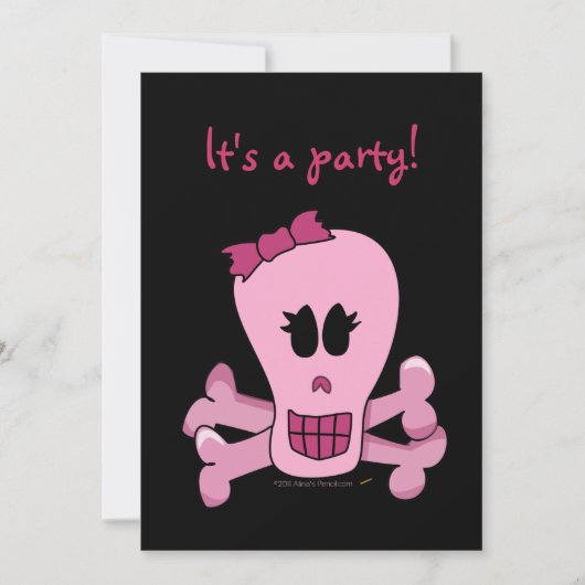 Roze medelevige schedel met uitnodigingen van de B (Voorkant)