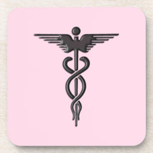 Roze Medical Caduceus Drankjes Onderzetter