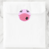 Roze medisch masker Grafisch Ronde Sticker (Tas)