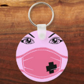 Roze medisch masker Grafisch Sleutelhanger (Voorkant)