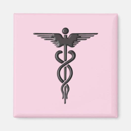 Roze Medische Caduceus Magneet (Voorkant)