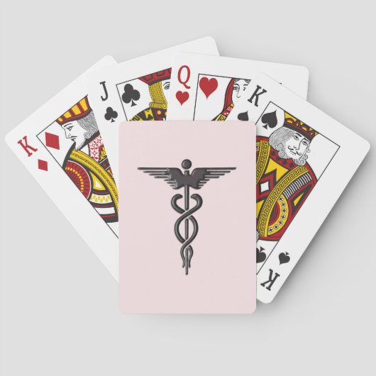 Roze Medische Caduceus Pokerkaarten (Achterkant)