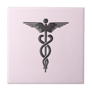 Roze Medische Caduceus Tegeltje