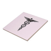 Roze Medische Caduceus Tegeltje (Zijkant)