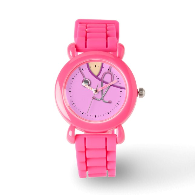 Roze medische krabben horloge (Voorkant)
